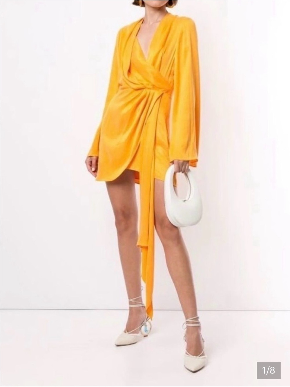 Acler Yellow Draped Wrap Mini Dress